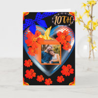 Red Orange Floral Hummingbird Son 10th Anniversary