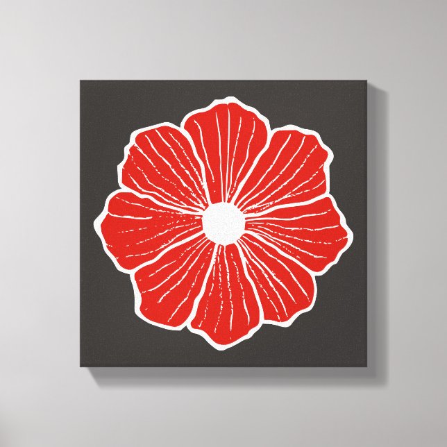 Red Orange Flower Art Canvas Print (Front)