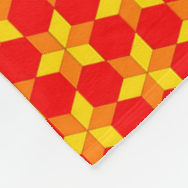 Red Orange Geometric Sherpa Throw Fleece Blanket (Corner)
