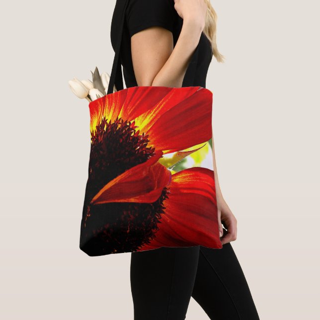 Red Orange Gerbera Daisy Photo Bold Modern Stylish Tote Bag (Close Up)