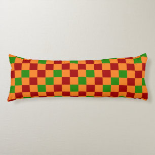Red Orange Green Checkered Pattern Design Body Cushion