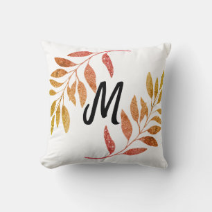 red orange green sparkle glitter add our name mono cushion