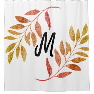 red orange green sparkle glitter add our name mono shower curtain