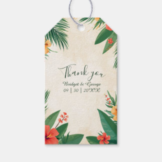 Red Orange Hawaii Hibiscus Tropical Wedding Gift Tags