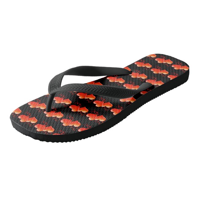 Red orange hearts pretty pattern symbol of love jandals (Angled)