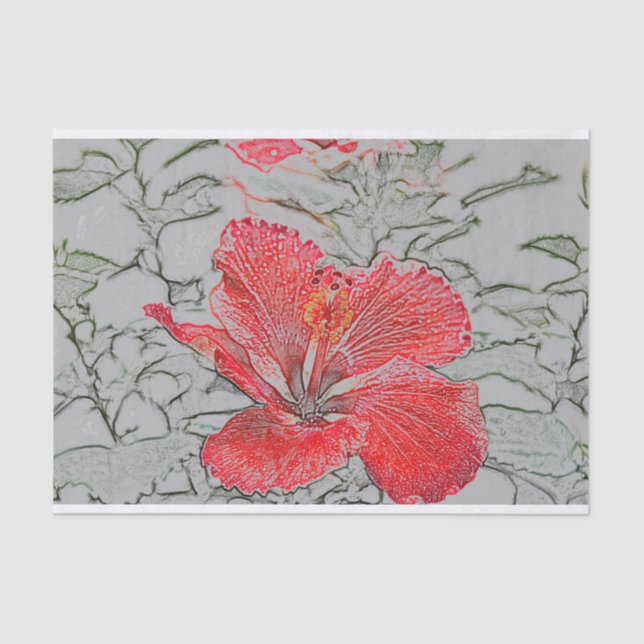 Red-Orange Hibiscus tissue paper (Front)
