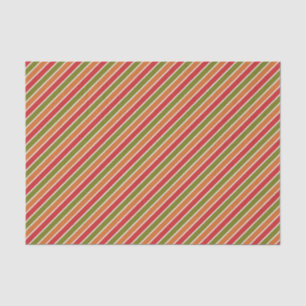 Red, Orange, Olive Green Striped Tissue Paper