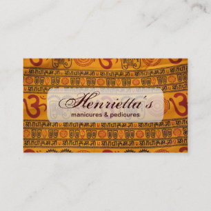 Red Orange Om Indian Religious Pattern Business Card