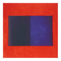 red orange on blue
