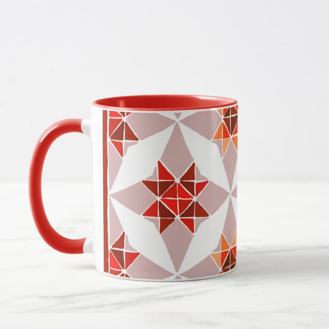 Red orange pattern mug (Left)
