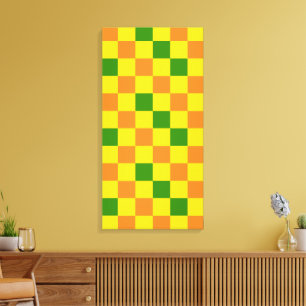 Red Orange Pink Checkered Pattern Design Canvas Print