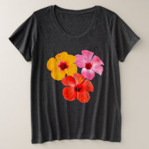 Red Orange Pink Hibiscus Flowers