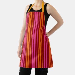 Red Orange Pink Vertical Stripes Design Apron