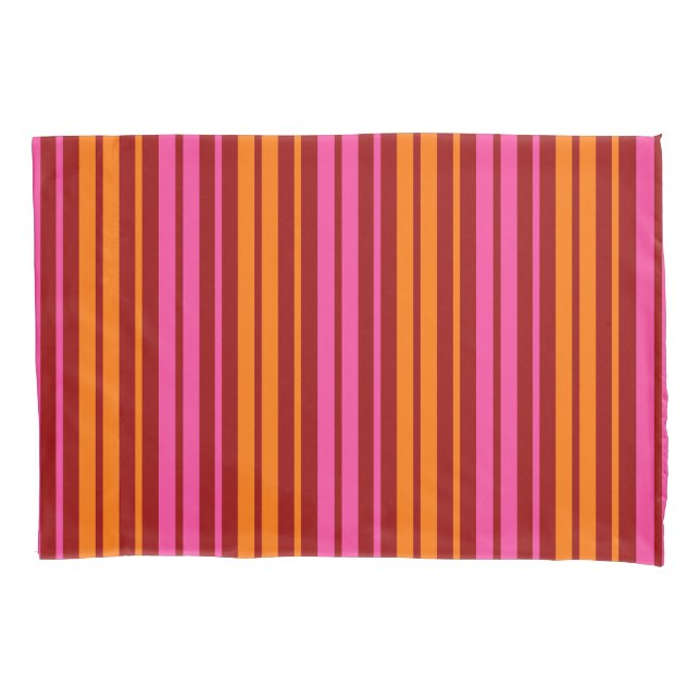 Red Orange Pink Vertical Stripes Design   Pillowcase (Front)