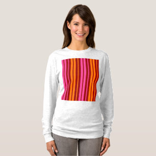 Red Orange Pink Vertical Stripes Design T-Shirt