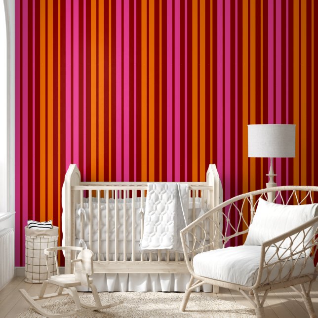 Red Orange Pink Vertical Stripes Design   Wallpaper (Kids)