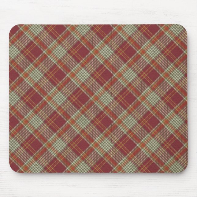 Red Orange Plaid Mousepad (Front)