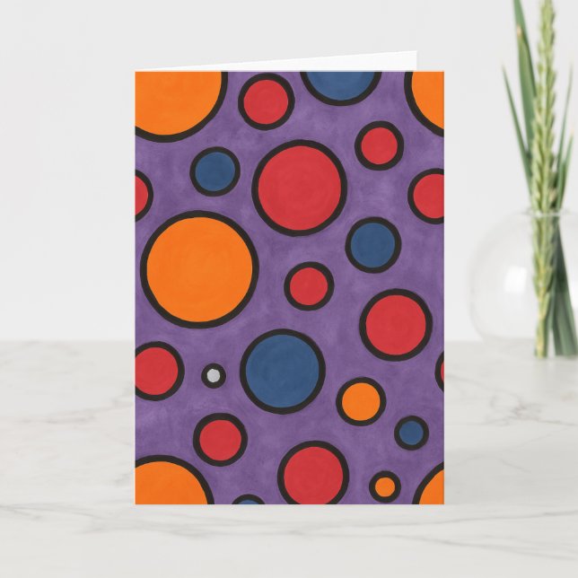 Red & Orange Polka-Dot Greeting Card (Front)
