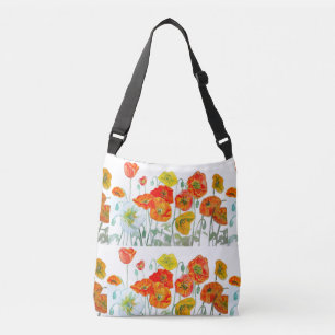 Red Orange Poppy Flower Watercolor Poppies Crossbody Bag