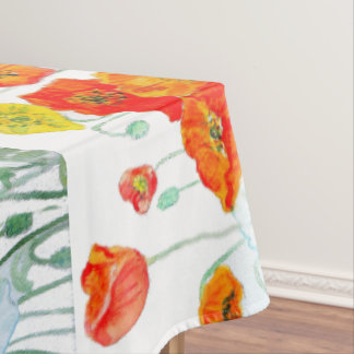 Red Orange Poppy Flower Watercolor Poppies Tablecloth