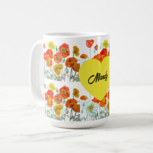 Red Orange Poppy Flower Watercolor Poppies Womans Coffee Mug