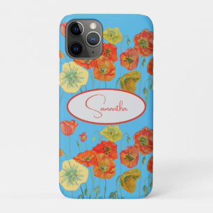 Red Orange Poppy Poppies floral Blue Girls Name Case-Mate iPhone Case