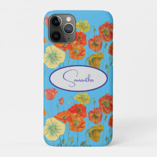 Red Orange Poppy Poppies floral Blue Girls Name Case-Mate iPhone Case