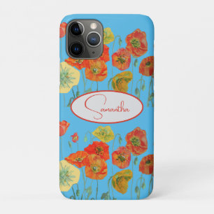 Red Orange Poppy Poppies floral Blue Girls Name Case-Mate iPhone Case