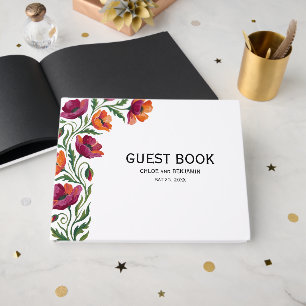 Red Orange Poppy Wedding Guest Book