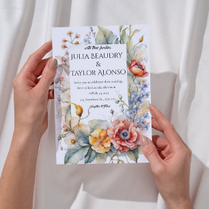 Red & Orange Rose Wedding Invite