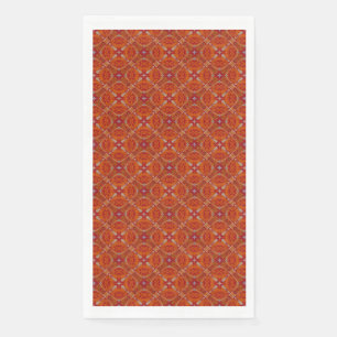 Red, Orange Spanish Diamond Tiled Pattern Napkin