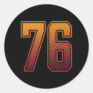 Red Orange Sports Number 76 Jersey Player Uniform Classic Round Sticker