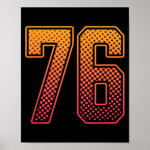 Red Orange Sports Number 76 Jersey Player Uniform Poster