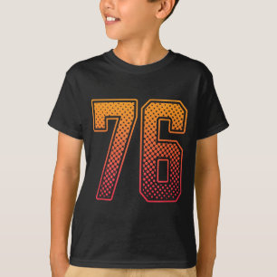 Red Orange Sports Number 76 Jersey Player Uniform T-Shirt