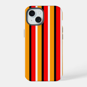 Red Orange Stripes Pattern Design iPhone 15 Case