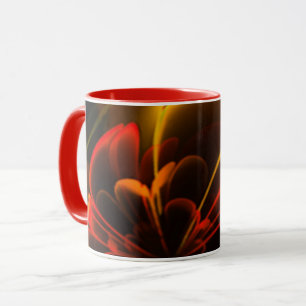 Red Orange Stylised Flower Half Corolla Mug