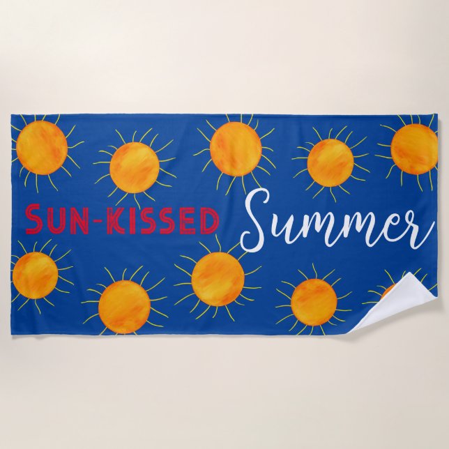 Red Orange Sunset Summer Beach Towel (Front)