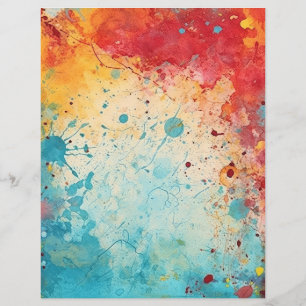 Red, Orange, Teal watercolor splashes journal page