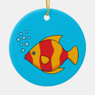 Red Orange Tropical Fish  Ceramic Tree Decoration