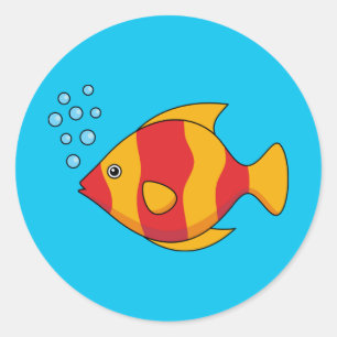 Red Orange Tropical Fish  Classic Round Sticker