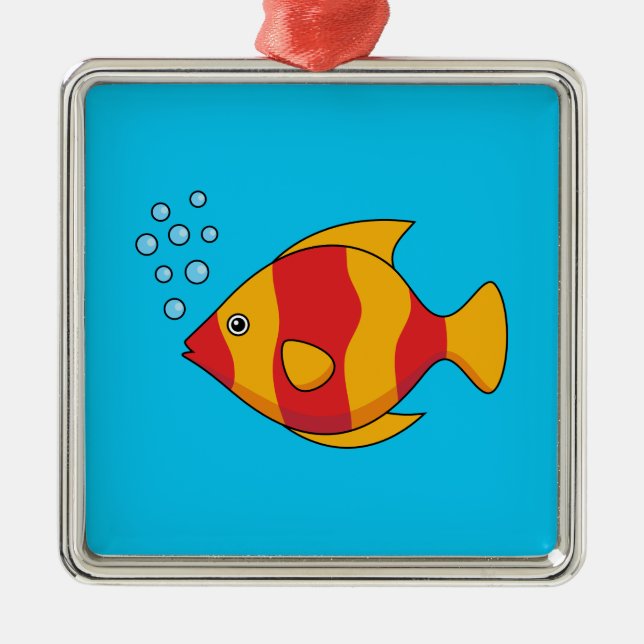Red Orange Tropical Fish  Metal Tree Decoration (Front)