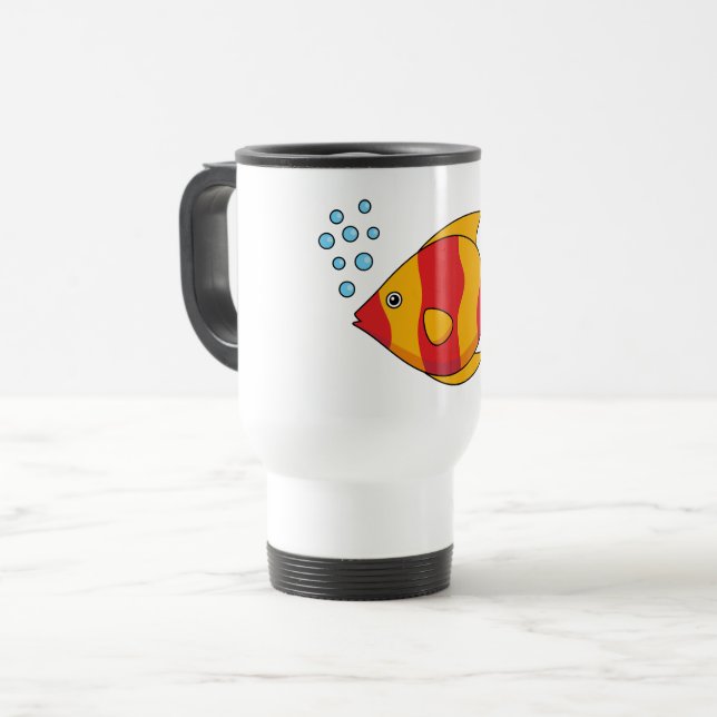 Red Orange Tropical Fish Travel Mug (Front Left)