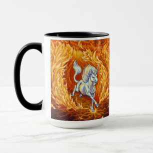 Red Orange Unicorn of Fire Element Fantasy Art Mug