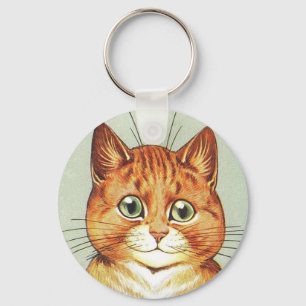 Red Orange & White Cat, Louis Wain Key Ring
