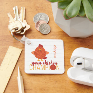 Red & Orange Yarn Chicken Champion Keychain