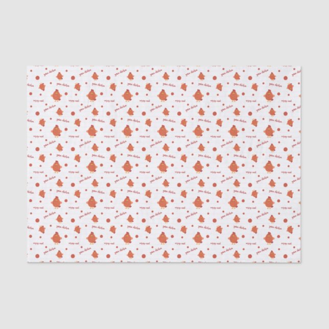 Red & Orange Yarn Chicken Patterned Tissue Paper (Front)