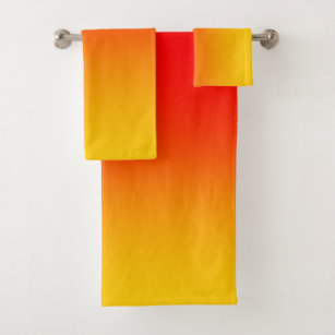 Red Orange Yellow 3 Piece  Bath Towel Set