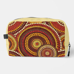 RED ORANGE YELLOW ABORIGINAL TRIBAL PATTERNS DOPP KIT