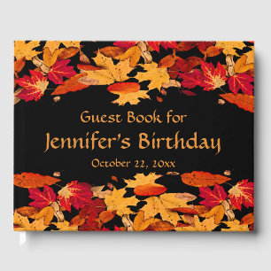 Red Orange Yellow Autumn Birthday Party Guest Book