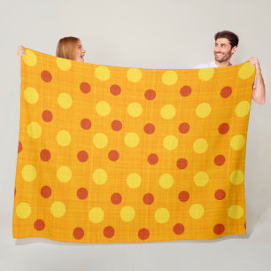 RED ORANGE YELLOW AUTUMN POLKA DOTS FLEECE BLANKET